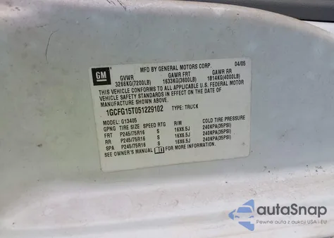 2005 Chevrolet Express z USA, uszkodzony, nr VIN 1GCFG15T051229102